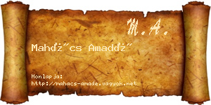 Mahács Amadé névjegykártya